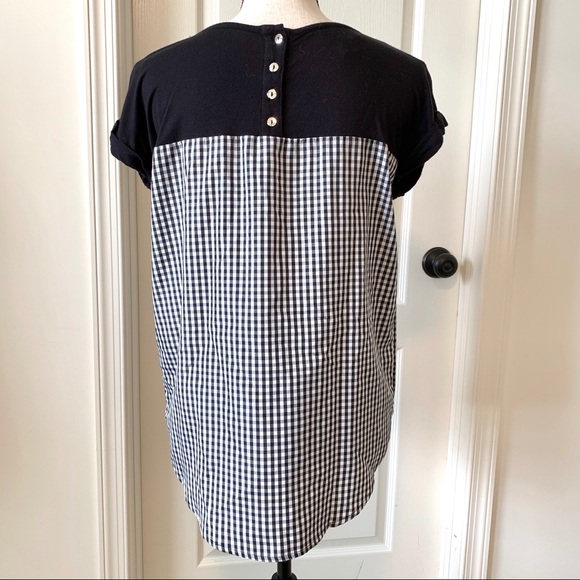 AGB Gingham Mixed Media Blouse—SZ. Small - Picture 3 of 11